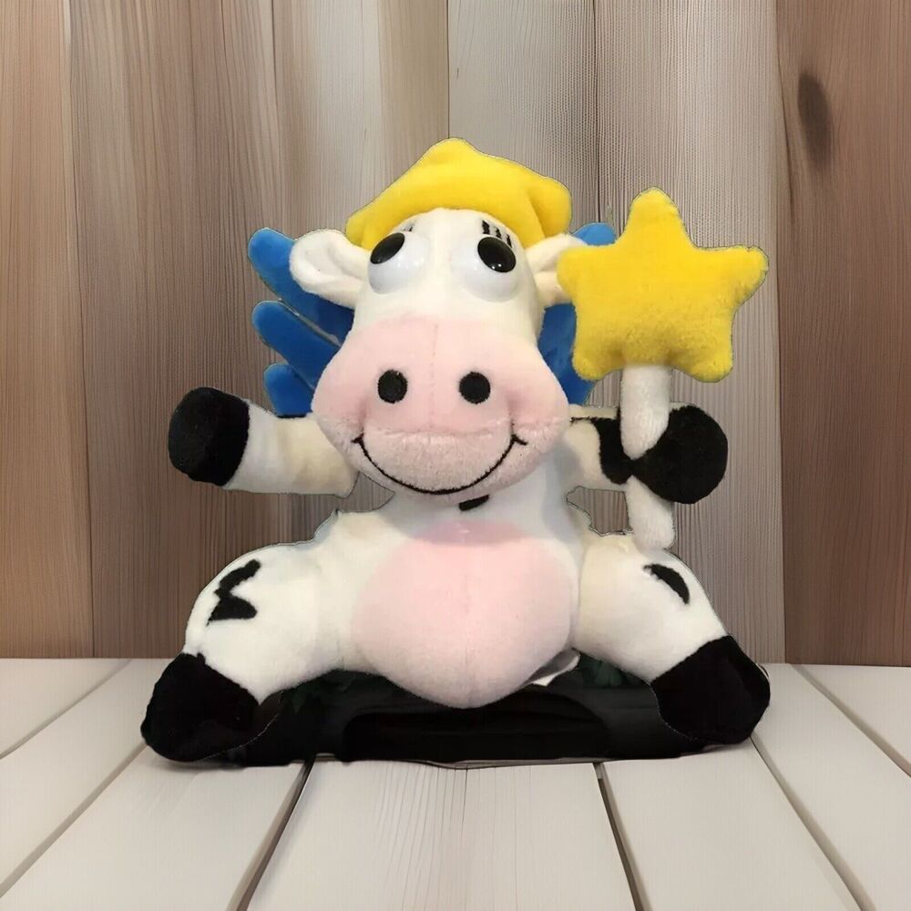 Kraft Singles Dairy Fairy Cow Plush 6" Blue Wings Wand Vintage Stuffed Prom Toy